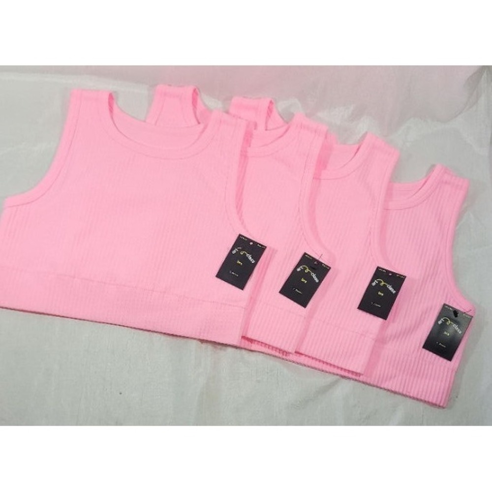 LOT: 4 Art Class Girl's High Neck Ribbed Tank Top Bras - Pink - Size XL (14) 36A